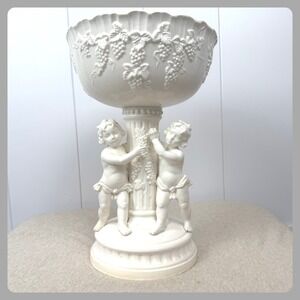 Vintage Lefton Japan Cherub Pedestal Planter‎ Mid Century Ceramic Compote Bowl